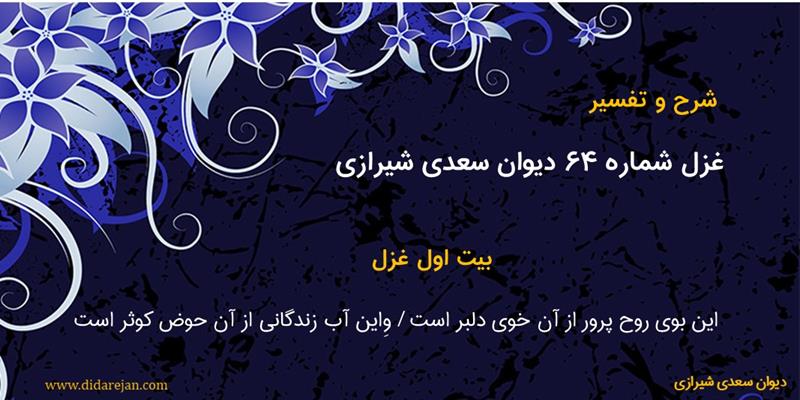 غزل شماره 64 دیوان سعدی شیرازی