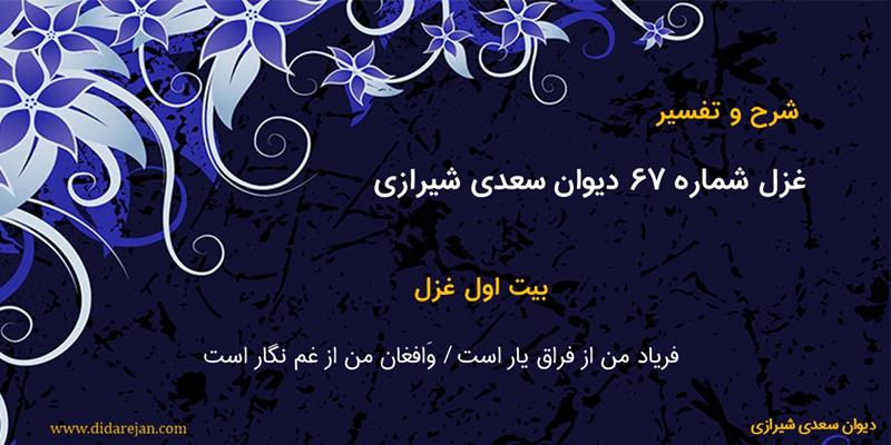 غزل شماره 67 دیوان سعدی شیرازی