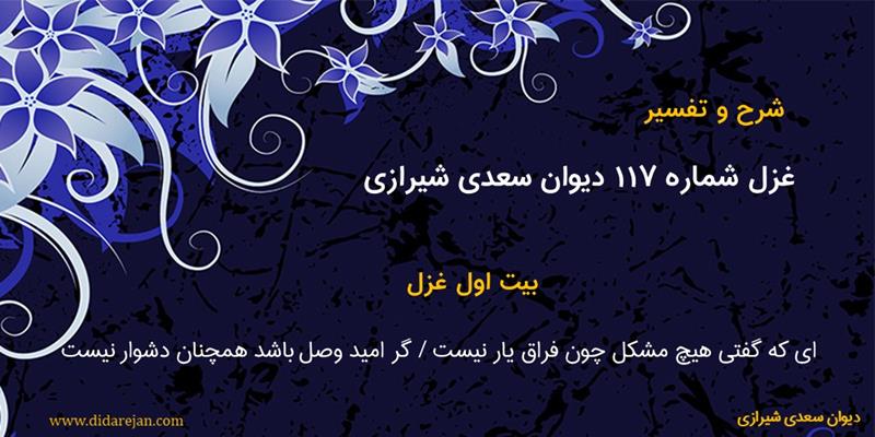 غزل شماره 117 دیوان سعدی شیرازی